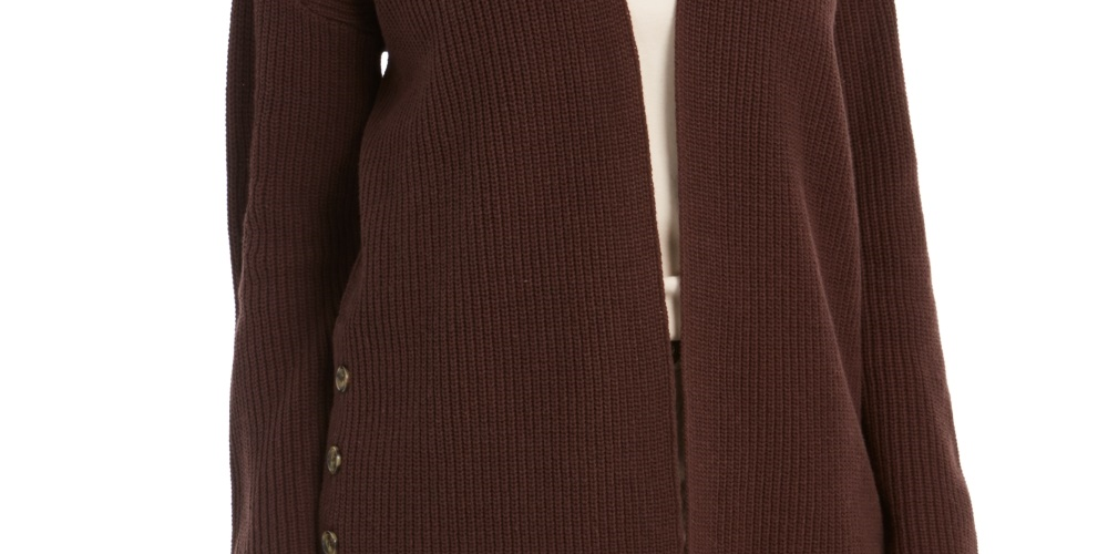 Style & Co Women's Button-Side Oversized Cardigan Khaki Size X-Small