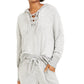 Hippie Rose Juniors' Cozy Lace-Up Hoodie Gray Size Large