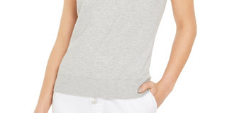 Charter Club Women's Sleeveless Crew Neck Sweater Gray Size XX-Large