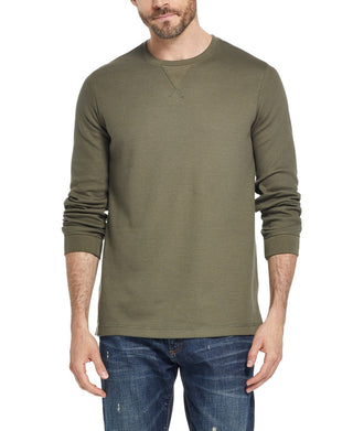 Weatherproof Vintage Men's Waffle Knit Long-Sleeve T-Shirt Green Size XX-Large