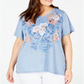Style & CoWomen's Graphic T-Shirt Blue Size -1X