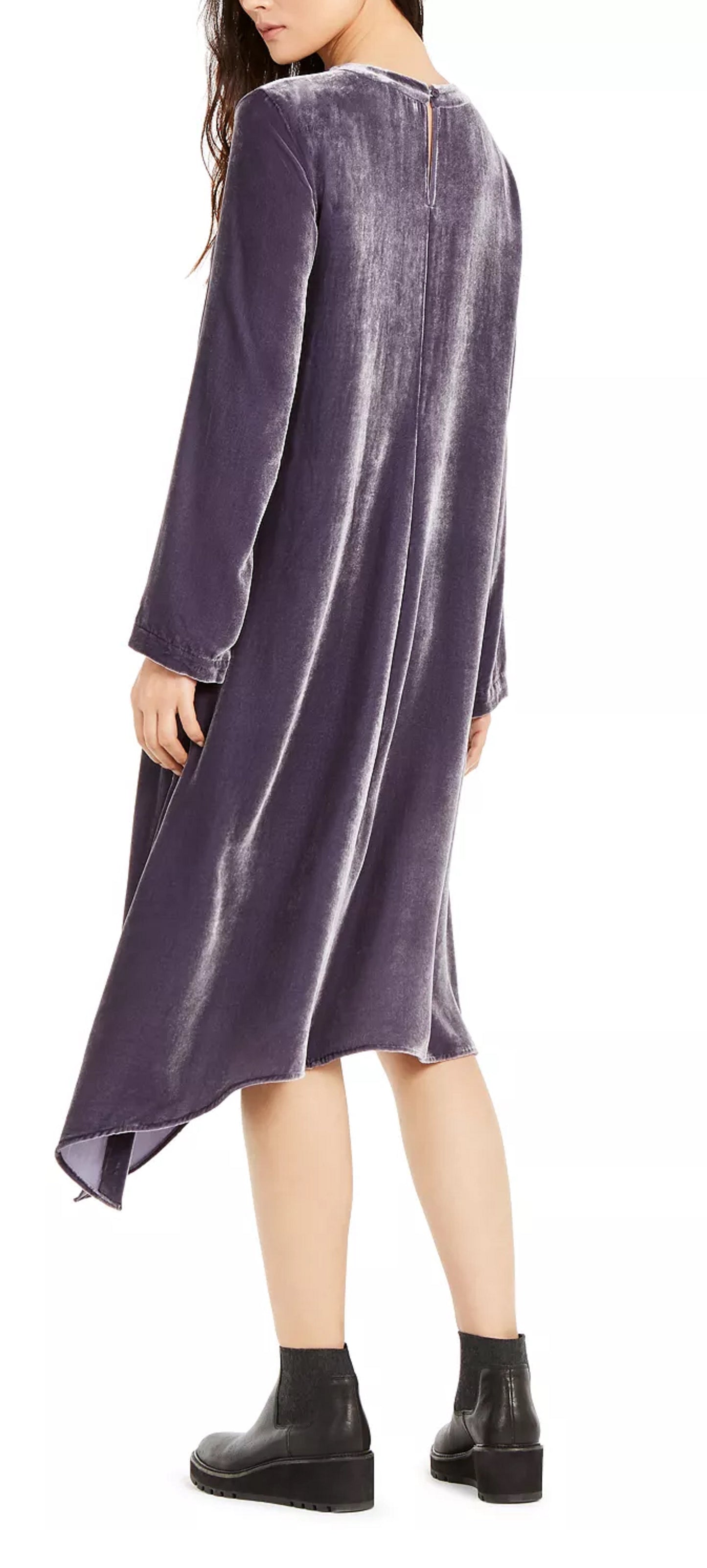 Eileen Fisher Women's Velvet Asymmetric Cocktail Dress Gray Size X-Large