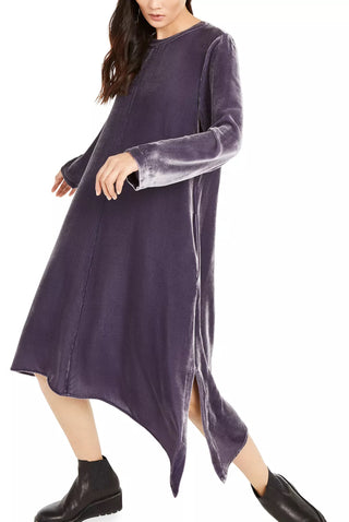 Eileen Fisher Women's Velvet Asymmetric Cocktail Dress Gray Size X-Large