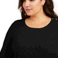 Charter Club Women's Plus Ribbed Trim Button Sleeves Crewneck Sweater Black Size 2X