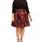 Jessica Howard Women's Plus Floral Print Fit & Flare Dress Black / Red Size 24W