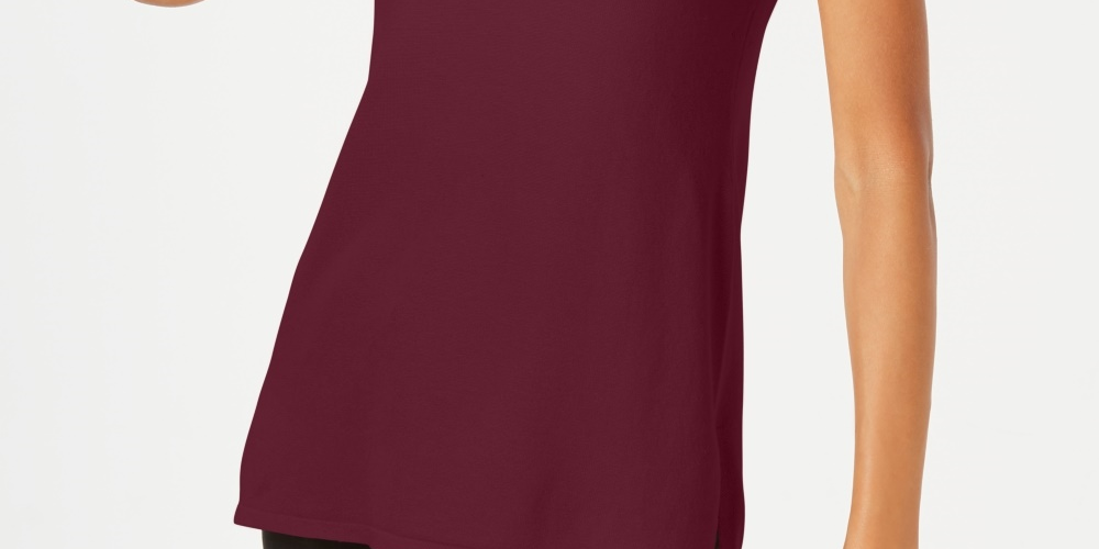 JM Collection Women's Petite Sleeveless Mock Neck Sweater Red Size Small