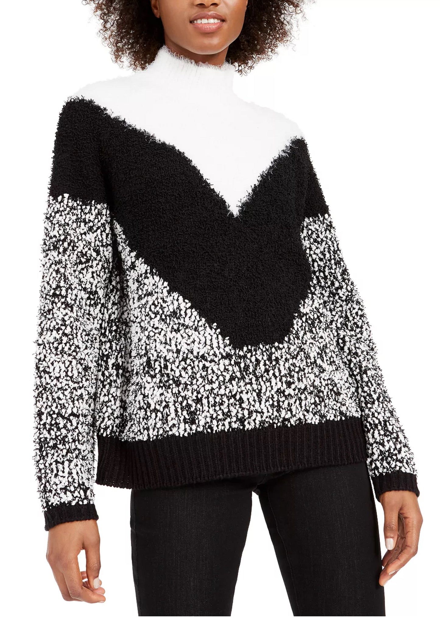 Bar III Women's Textured Turtleneck Sweater White Size Medium