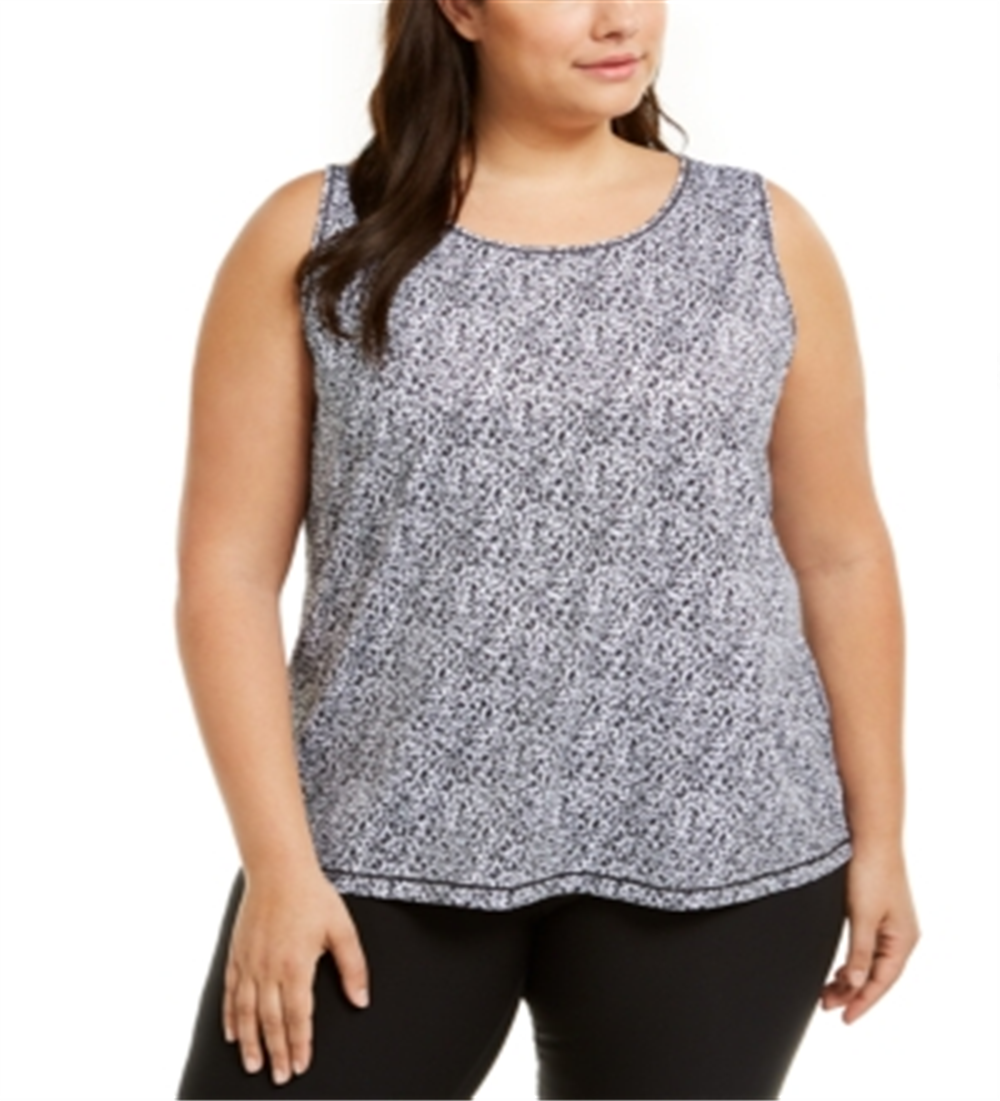 Ideology Women's Fitness Mesh Inset Tank Top Black / White  Size 3X