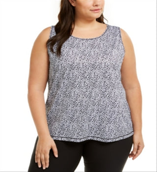 Ideology Women's Fitness Mesh Inset Tank Top Black / White  Size 3X