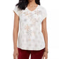 Style & Co Women's Petite Snowflake-Graphic Top Beige Size PP