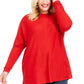 INC International Concepts Women's Plus Wool High Low Pullover Top Red Size 2X