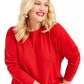 INC International Concepts Women's Plus Wool High Low Pullover Top Red Size 2X