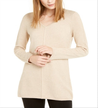 Alfani Women's V Neck Tunic Sweater Brown Size Medium