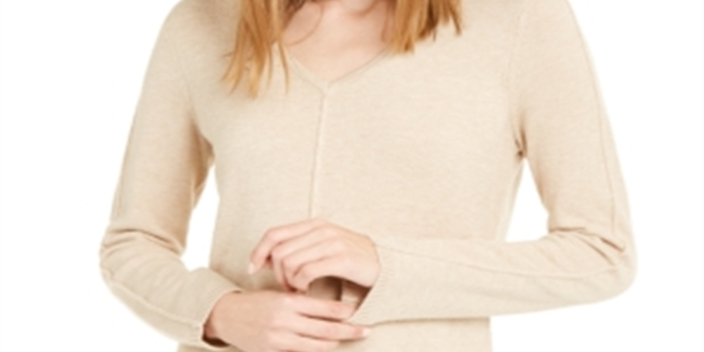 Alfani Women's V Neck Tunic Sweater Brown Size Medium