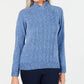 Karen Scott Women's Petite Mock-Neck Cable-Knit Sweater Blue Size Medium
