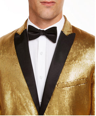INC International Concepts Men's Big & Tall Sequined Tuxedo One Button Blazer Gold Size 3XB