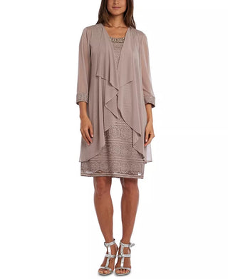 R & M Richards Women's Lace Dress & Jacket -Pink Size 14