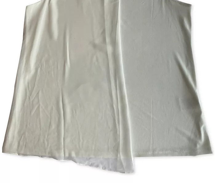 Alfani Women's Knit Solid Overlay Sleeveless Top White Size Large