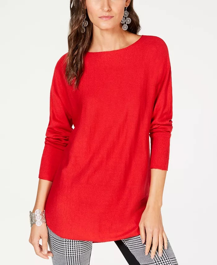 INC International Concepts Women's Petite Sweater Tunic Red Size Medium