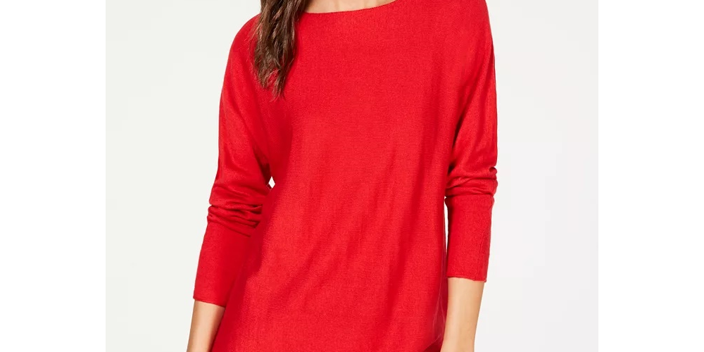 INC International Concepts Women's Petite Sweater Tunic Red Size Medium