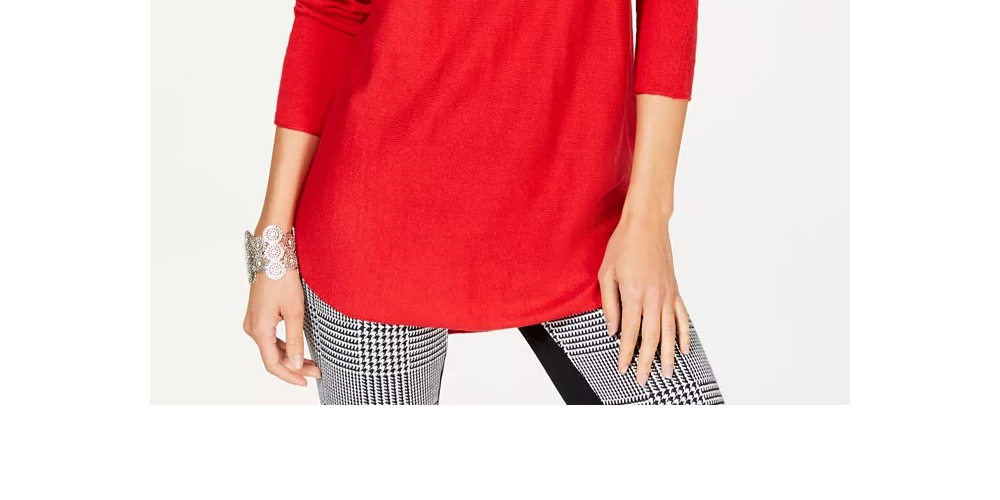 INC International Concepts Women's Petite Sweater Tunic Red Size Medium