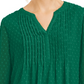 Charter Club Women's Double Ruffle Textured Pintuck Top Green Size Medium