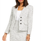 Karl Lagerfeld Women's Tweed Short Four Button Blazer White - Green Size 13