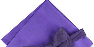 Alfani Men's Grid Pre Tied Bow Tie & Solid Pocket Square Set Purple Size Regular