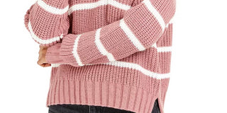 Hippie Rose Junior's Striped Sweater Pink/White Size Large