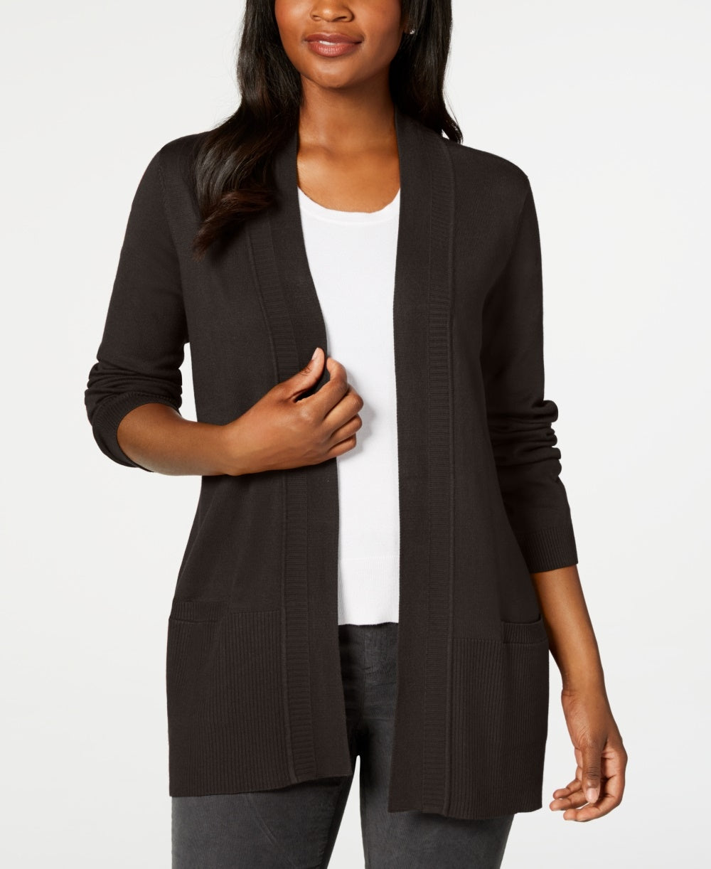 Karen Scott Women's Open Front Cardigan Brown Size Small