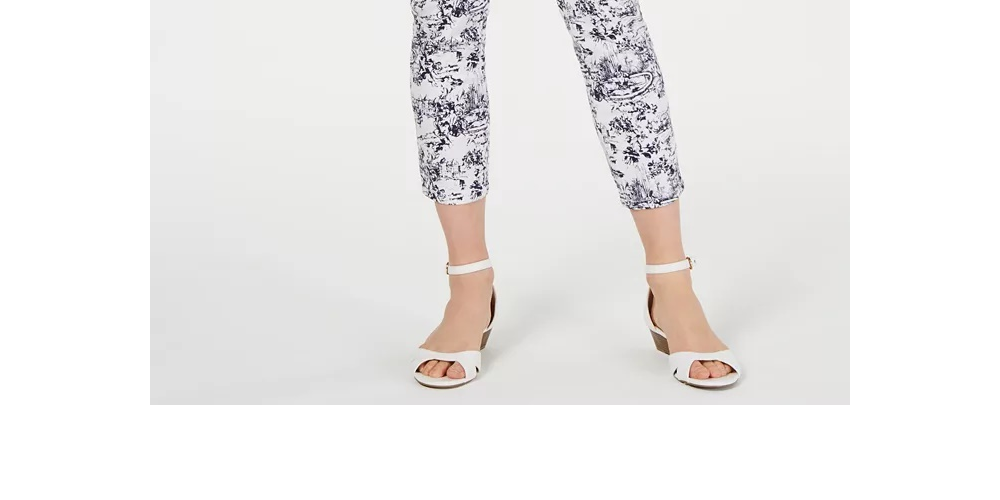 Charter Club Women's Tummy-Control Printed Skinny Jeans White Size 12