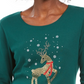 Karen Scott Women's Deer Decor Scoop Neck Top Green Size Petite Small