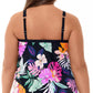 Swim Solutions Women's Deco Floral Underwire Tankini Top Black Size 24W