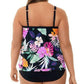 Swim Solutions Women's Deco Floral Underwire Tankini Top Black Size 24W