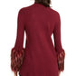 Alfani Women's Petite Mock-Neck Sweater With Faux-Fur Cuffs Wine Size PL