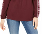 Style & Co Women's Embroidered Tie-Neck Top Wine X-Large