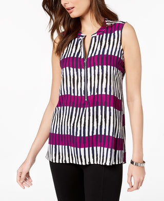 Alfani Women's Front Zip Sleeveless Top Purple Size PS/M