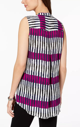 Alfani Women's Front Zip Sleeveless Top Purple Size PS/M