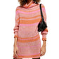 Free People Women's Wool Blend Striped Tunic Sweater Pink Size Small