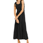 INC International Concepts Women's Smocked Bodice Peplum Midi Dress Black Size X-Small