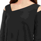 Alfani Women's Cut Out Shoulders Solid 3/4 Sleeve V Neck Top Black Size Large