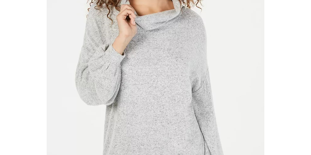 INC International Concepts Women's Cowlneck Knit Top Gray Size X-Small