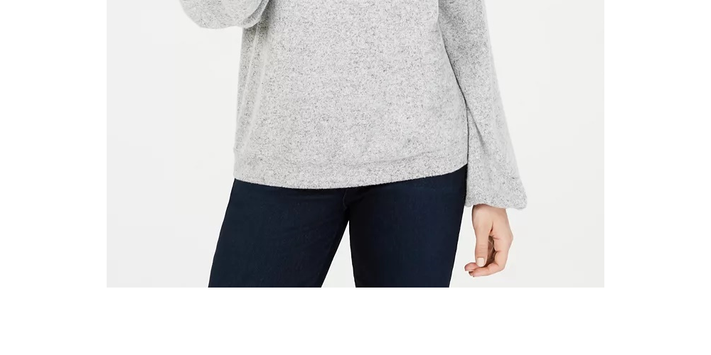 INC International Concepts Women's Cowlneck Knit Top Gray Size X-Small