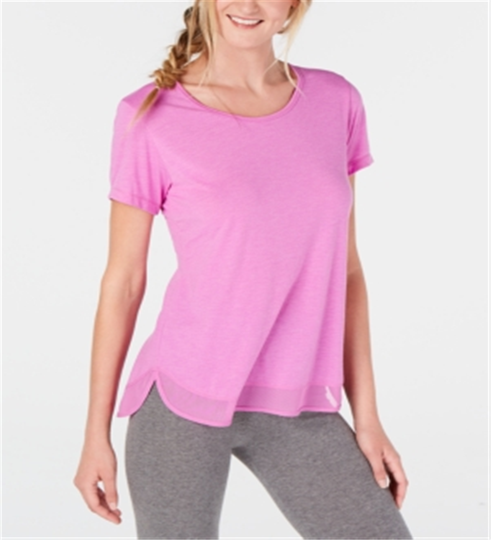 Ideology Women's Mesh Hem T-Shirt Purple Size S