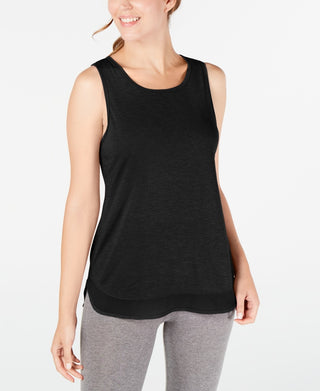 Ideology Women's Mesh-Hem Tank Top Black Size Small