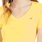 Tommy Hilfiger Women's V-Neck T-Shirt Gold Size X-Large