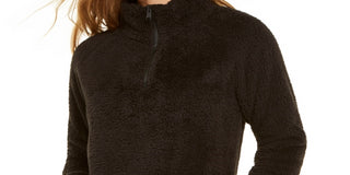 Calvin Klein Women's Performance Fleece Quarter-Zip Top Black Size Large