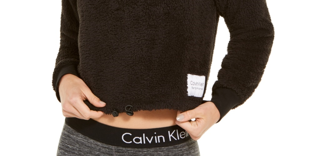 Calvin Klein Women's Performance Fleece Quarter-Zip Top Black Size Large