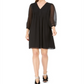 Calvin Klein Women's Pleated Chiffon Dress Black Size 6