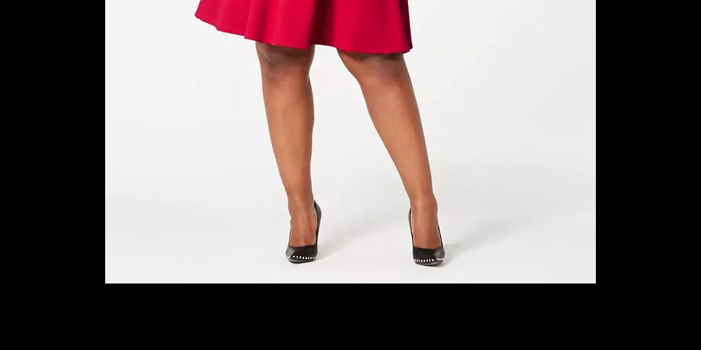 B Darlin Women's Trendy Plus Size Bow-Back Skater Dress Red Size Square 18W